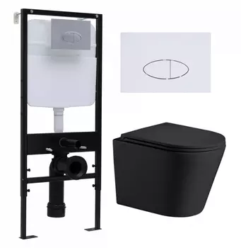 Комплект 3 в 1 инсталляция Logan H1067-1170 297674 + Подвесной унитаз WeltWasser Salzbach 043 MT-BL + кнопка белая