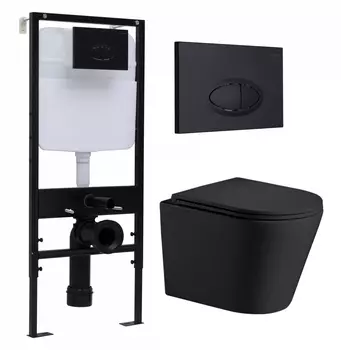 Комплект 3 в 1 инсталляция Logan H1067-1170 297674 + Подвесной унитаз WeltWasser Salzbach 043 MT-BL + кнопка черная матовая