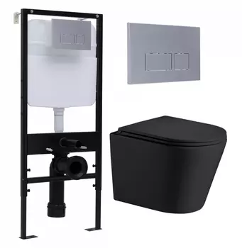 Комплект 3 в 1 инсталляция Logan H1067-1170 297674 + Подвесной унитаз WeltWasser Salzbach 043 MT-BL + кнопка хром матовый