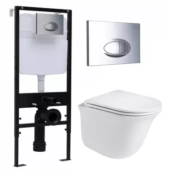 Комплект 3 в 1 инсталляция Logan H1067-1170 297674 + Подвесной унитаз WeltWasser Telbach 004 GL-WT + кнопка хром