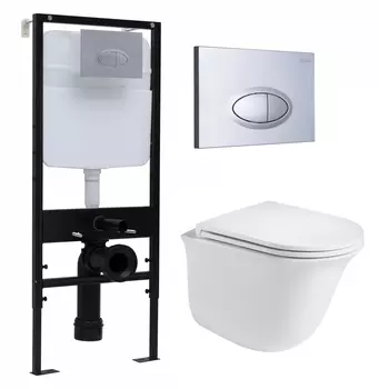 Комплект 3 в 1 инсталляция Logan H1067-1170 297674 + Подвесной унитаз WeltWasser Telbach 004 GL-WT + кнопка хром матовый