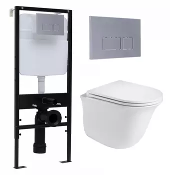 Комплект 3 в 1 инсталляция Logan H1067-1170 297674 + Подвесной унитаз WeltWasser Telbach 004 GL-WT + кнопка хром матовый