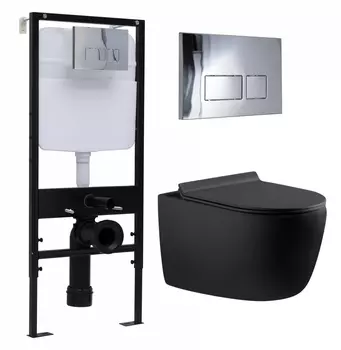 Комплект 3 в 1 инсталляция Logan H1067-1170 297674 + Унитаз подвесной Aquanet Cetus 287008 + кнопка хром