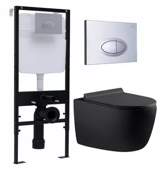 Комплект 3 в 1 инсталляция Logan H1067-1170 297674 + Унитаз подвесной Aquanet Cetus 287008 + кнопка хром матовый