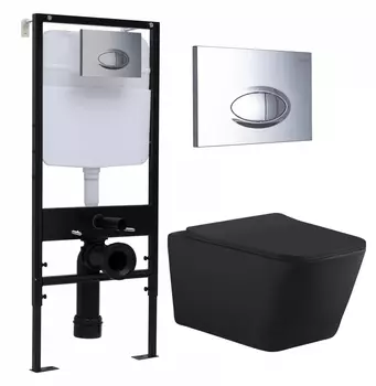 Комплект 3 в 1 инсталляция Logan H1067-1170 297674 + Унитаз подвесной Aquanet Tavr-W BW 287011 + кнопка хром