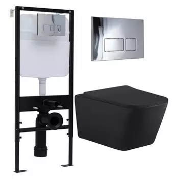 Комплект 3 в 1 инсталляция Logan H1067-1170 297674 + Унитаз подвесной Aquanet Tavr-W BW 287011 + кнопка хром