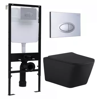 Комплект 3 в 1 инсталляция Logan H1067-1170 297674 + Унитаз подвесной Aquanet Tavr-W BW 287011 + кнопка хром матовый