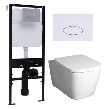 Комплект 3 в 1 инсталляция Logan H1067-1170 297674 + Унитаз подвесной BelBagno Albano BB120CHR + кнопка белая