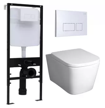 Комплект 3 в 1 инсталляция Logan H1067-1170 297674 + Унитаз подвесной BelBagno Albano BB120CHR + кнопка белая