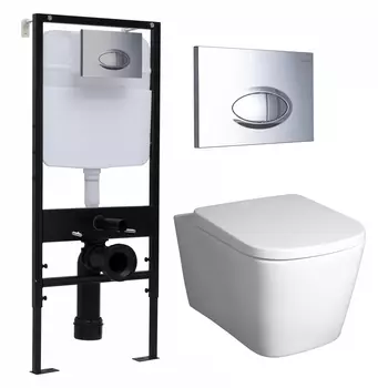 Комплект 3 в 1 инсталляция Logan H1067-1170 297674 + Унитаз подвесной BelBagno Albano BB120CHR + кнопка хром