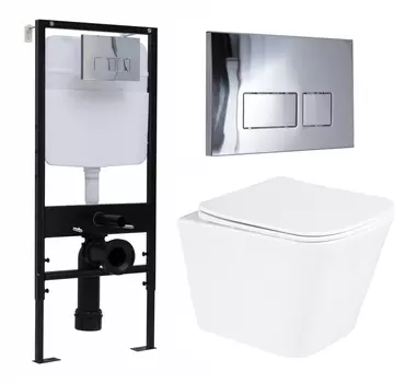 Комплект 3 в 1 инсталляция Logan H1067-1170 297674 + Унитаз подвесной BelBagno Due BB3103CHR/SC + кнопка хром