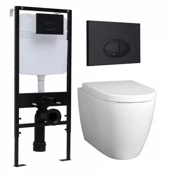 Комплект 3 в 1 инсталляция Logan H1067-1170 297674 + Унитаз подвесной BelBagno Marino + кнопка черная матовая