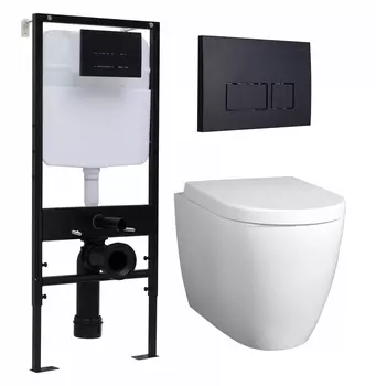 Комплект 3 в 1 инсталляция Logan H1067-1170 297674 + Унитаз подвесной BelBagno Marino + кнопка черная матовая