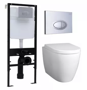 Комплект 3 в 1 инсталляция Logan H1067-1170 297674 + Унитаз подвесной BelBagno Marino + кнопка хром матовый