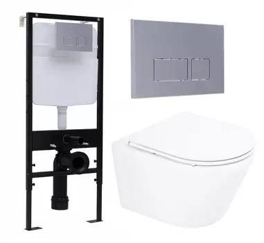 Комплект 3 в 1 инсталляция Logan H1067-1170 297674 + Унитаз подвесной BelBagno Tre BB8001CHR/SC + кнопка хром матовая