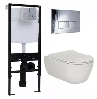 Комплект 3 в 1 инсталляция Logan H1067-1170 297674 + Унитаз подвесной Berges Wasserhaus Ego XL 082118 + кнопка хром