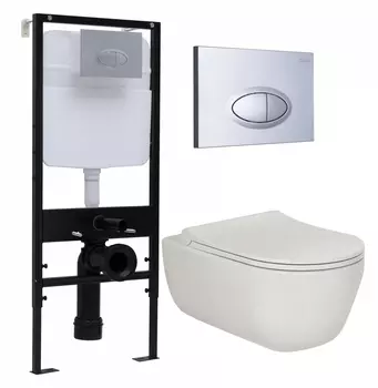 Комплект 3 в 1 инсталляция Logan H1067-1170 297674 + Унитаз подвесной Berges Wasserhaus Ego XL 082118 + кнопка хром матовый