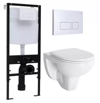 Комплект 3 в 1 инсталляция Logan H1067-1170 297674 + Унитаз подвесной Berges Wasserhaus Gamma 081105 + кнопка белая
