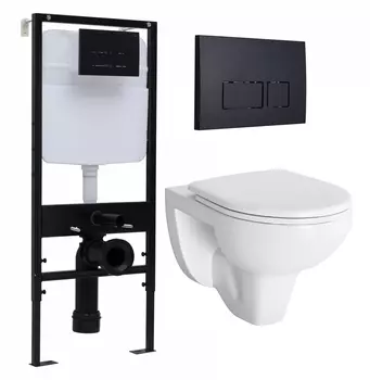 Комплект 3 в 1 инсталляция Logan H1067-1170 297674 + Унитаз подвесной Berges Wasserhaus Gamma 081105 + кнопка черная матовая