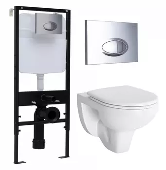 Комплект 3 в 1 инсталляция Logan H1067-1170 297674 + Унитаз подвесной Berges Wasserhaus Gamma 081105 + кнопка хром