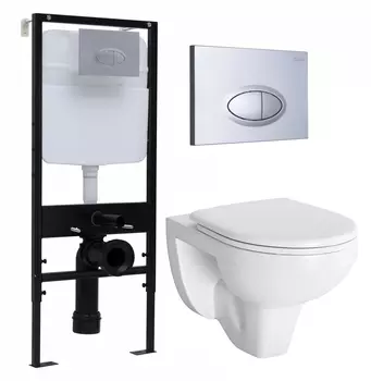 Комплект 3 в 1 инсталляция Logan H1067-1170 297674 + Унитаз подвесной Berges Wasserhaus Gamma 081105 + кнопка хром матовый