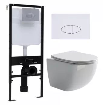 Комплект 3 в 1 инсталляция Logan H1067-1170 297674 + Унитаз подвесной Ceramica Nova Forma CN3009 + кнопка белая