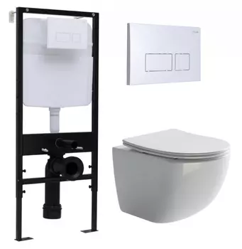 Комплект 3 в 1 инсталляция Logan H1067-1170 297674 + Унитаз подвесной Ceramica Nova Forma CN3009 + кнопка белая