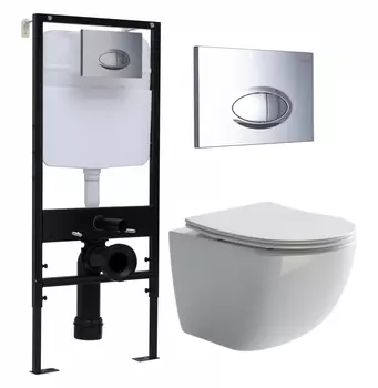 Комплект 3 в 1 инсталляция Logan H1067-1170 297674 + Унитаз подвесной Ceramica Nova Forma CN3009 + кнопка хром