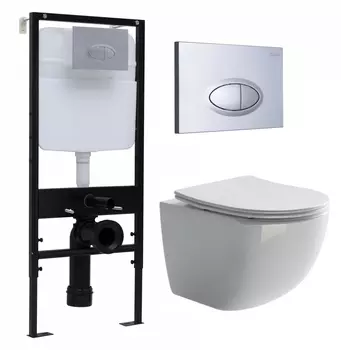 Комплект 3 в 1 инсталляция Logan H1067-1170 297674 + Унитаз подвесной Ceramica Nova Forma CN3009 + кнопка хром матовый