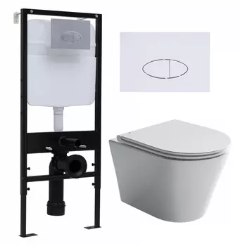 Комплект 3 в 1 инсталляция Logan H1067-1170 297674 + Унитаз подвесной Ceramica Nova Forma CN3011 + кнопка белая