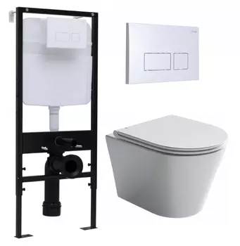 Комплект 3 в 1 инсталляция Logan H1067-1170 297674 + Унитаз подвесной Ceramica Nova Forma CN3011 + кнопка белая
