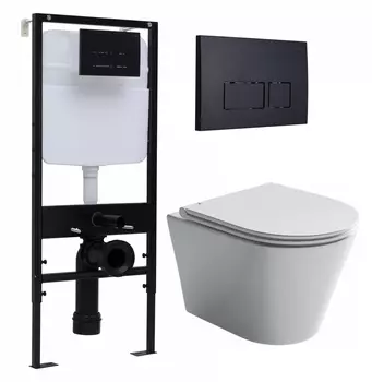 Комплект 3 в 1 инсталляция Logan H1067-1170 297674 + Унитаз подвесной Ceramica Nova Forma CN3011 + кнопка черная матовая