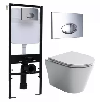 Комплект 3 в 1 инсталляция Logan H1067-1170 297674 + Унитаз подвесной Ceramica Nova Forma CN3011 + кнопка хром