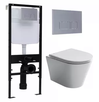 Комплект 3 в 1 инсталляция Logan H1067-1170 297674 + Унитаз подвесной Ceramica Nova Forma CN3011 + кнопка хром матовый