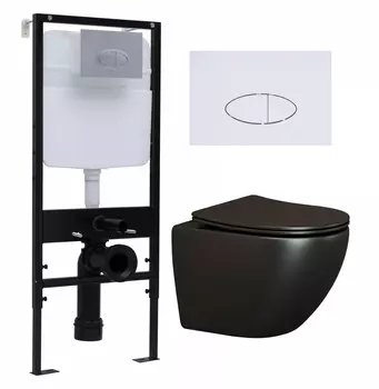 Комплект 3 в 1 инсталляция Logan H1067-1170 297674 + Унитаз подвесной Ceramica Nova Metropol CN4002MB + кнопка белая