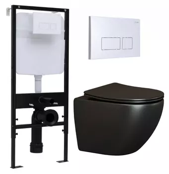 Комплект 3 в 1 инсталляция Logan H1067-1170 297674 + Унитаз подвесной Ceramica Nova Metropol CN4002MB + кнопка белая