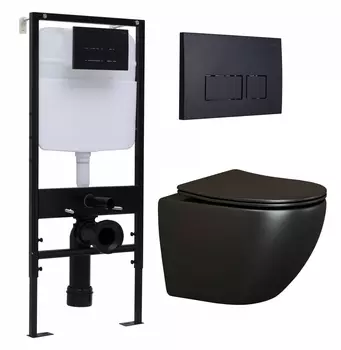Комплект 3 в 1 инсталляция Logan H1067-1170 297674 + Унитаз подвесной Ceramica Nova Metropol CN4002MB + кнопка черная матовая
