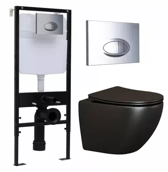 Комплект 3 в 1 инсталляция Logan H1067-1170 297674 + Унитаз подвесной Ceramica Nova Metropol CN4002MB + кнопка хром