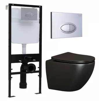 Комплект 3 в 1 инсталляция Logan H1067-1170 297674 + Унитаз подвесной Ceramica Nova Metropol CN4002MB + кнопка хром матовый