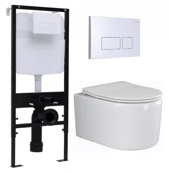Комплект 3 в 1 инсталляция Logan H1067-1170 297674 + Унитаз подвесной Ceramica Nova Moments CN3003 + кнопка белая