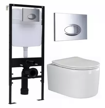 Комплект 3 в 1 инсталляция Logan H1067-1170 297674 + Унитаз подвесной Ceramica Nova Moments CN3003 + кнопка хром