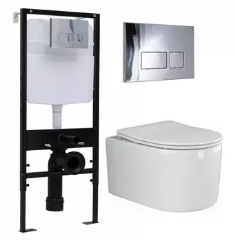 Комплект 3 в 1 инсталляция Logan H1067-1170 297674 + Унитаз подвесной Ceramica Nova Moments CN3003 + кнопка хром