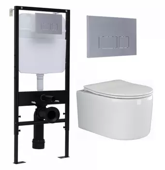 Комплект 3 в 1 инсталляция Logan H1067-1170 297674 + Унитаз подвесной Ceramica Nova Moments CN3003 + кнопка хром матовый