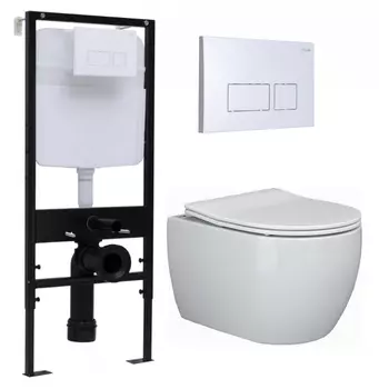 Комплект 3 в 1 инсталляция Logan H1067-1170 297674 + Унитаз подвесной Ceramica Nova Play CN3001 + кнопка белая