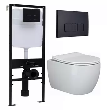 Комплект 3 в 1 инсталляция Logan H1067-1170 297674 + Унитаз подвесной Ceramica Nova Play CN3001 + кнопка черная матовая