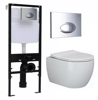 Комплект 3 в 1 инсталляция Logan H1067-1170 297674 + Унитаз подвесной Ceramica Nova Play CN3001 + кнопка хром