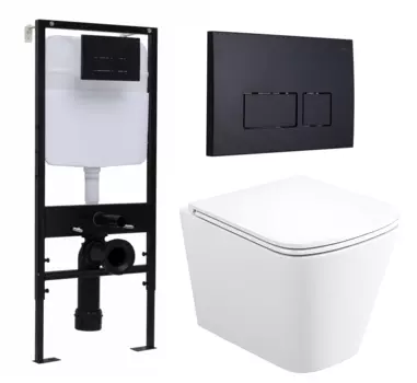Комплект 3 в 1 инсталляция Logan H1067-1170 297674 + Унитаз подвесной Enio Binario + кнопка черная матовая