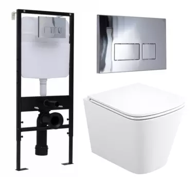 Комплект 3 в 1 инсталляция Logan H1067-1170 297674 + Унитаз подвесной Enio Binario + кнопка хром