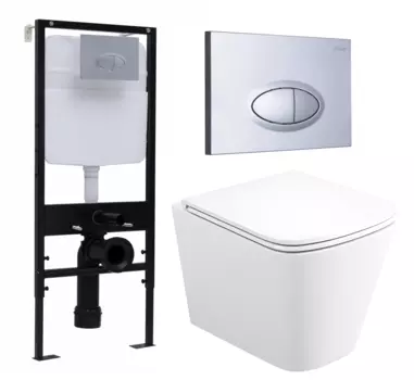 Комплект 3 в 1 инсталляция Logan H1067-1170 297674 + Унитаз подвесной Enio Binario + кнопка хром матовая