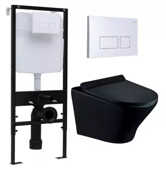 Комплект 3 в 1 инсталляция Logan H1067-1170 297674 + Унитаз подвесной Esbano Aster ESUPASTEBM + кнопка белая